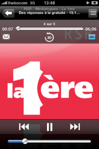 iPhone-Podcast Une tape sur l'écran fait apparaître les options. Dont celle de doubler la vitesse de lecture. je l'avais activée sans le savoir. Grr.