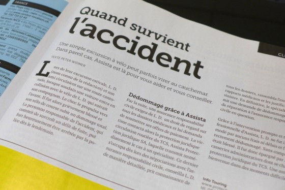 Quand survient l'accident causé par un automobiliste, pas de paragraphe d'introduction, mais l'invitation à conclure une assurance...