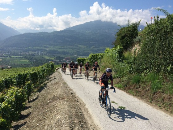Le parcours tracé dans le vignoble valaisan a séduit tous les participants. (Photo Cyclosportive des vins du Valais)
