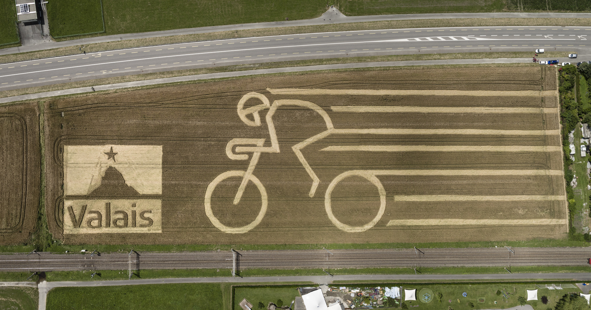 Une fresque géante dans le blé pour accueillir le Tour de France